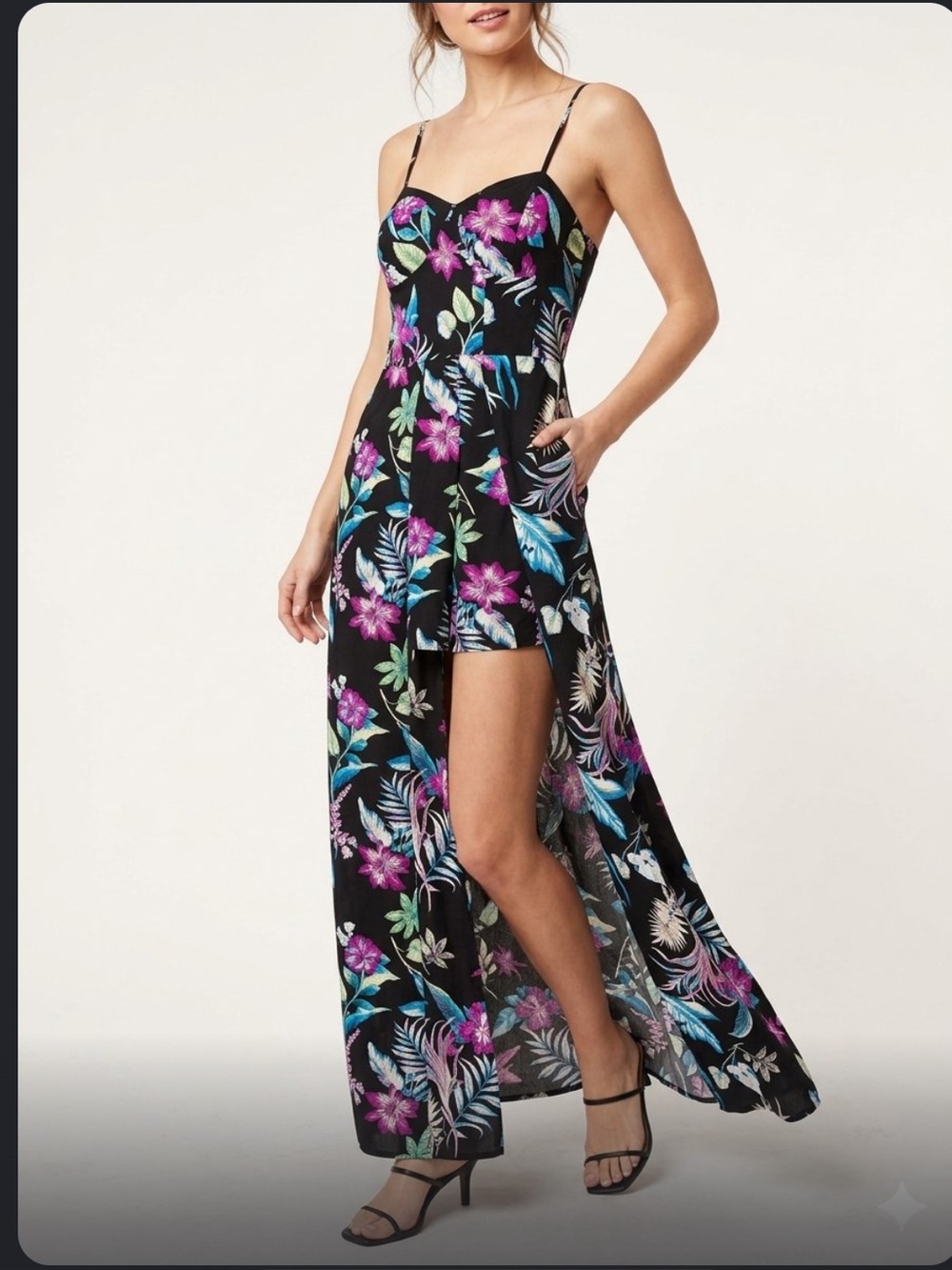 BAND OF GYPSIES Floral Romper Dress size small